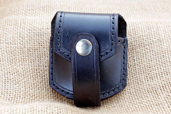 Handmade Black Leather Pocket Fob Watch Pouch...