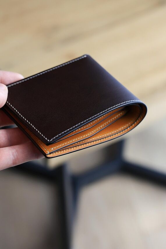 Handmade Bifold Leather Wallet, Full Grain Bu...