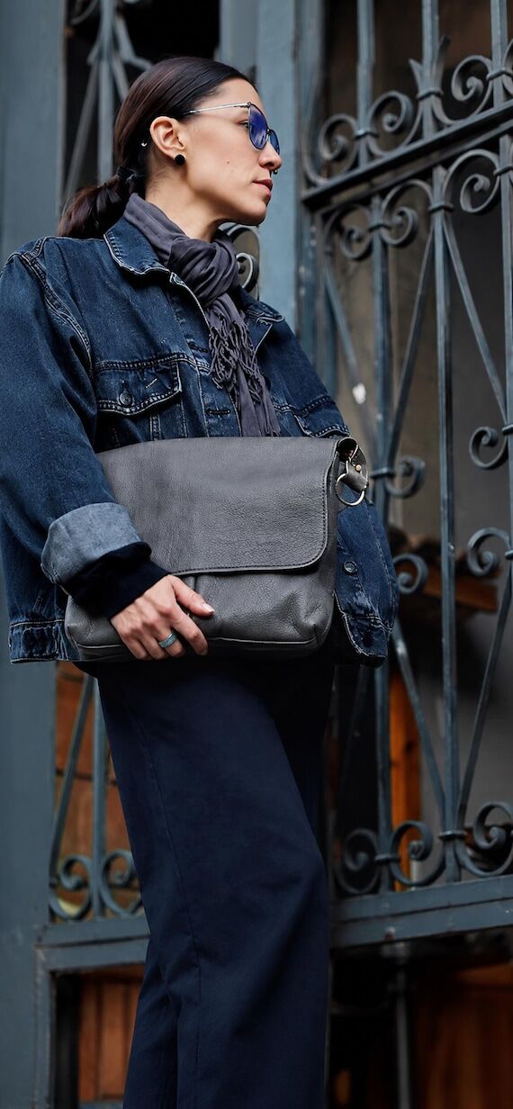 Leather Crossbody Bag – Genuine Leather...