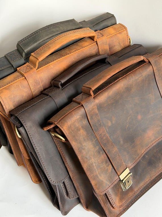 Handmade Leather Briefcase for Men | Full Gra...