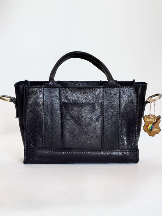 Genuine Leather Tote Bag with Shoulder Strap ...