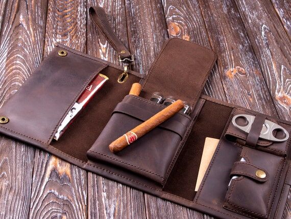 Personalized Leather Cigar Case - Travel Ciga...