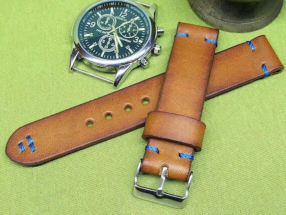 Handmade Watch Strap Brown Foxy Itallian Leat...