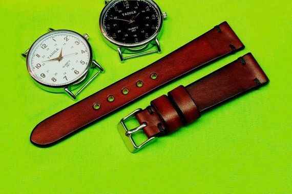 Handmade Watch Strap Brown Itallian Leather: ...