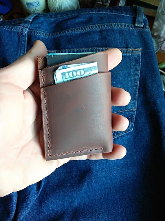 Minimalist Leather Card Holder, Simple Front ...
