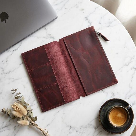 Engraved Leather Journal Insert, Zipper Inser...