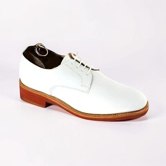 New Handmade Men's Leather Shoe, White Lace-U...
