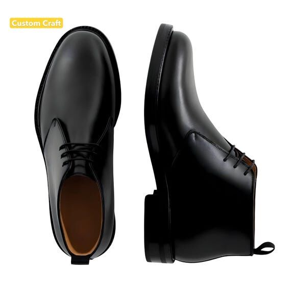 Handmade Genuine Black Leather Chukka Boots ...