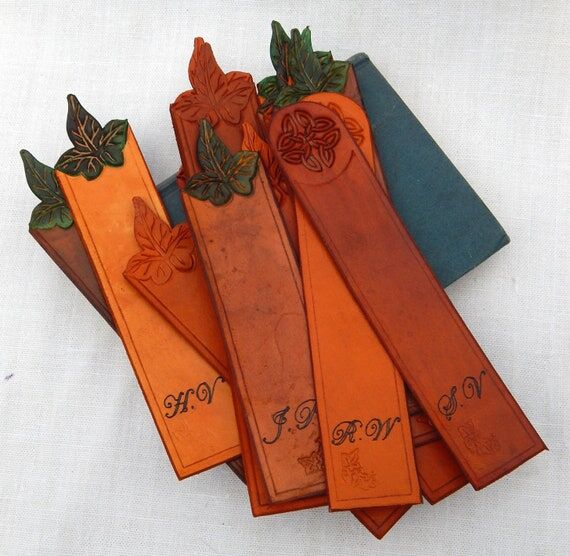 Leather Bookmark, Personalised handmade,with ...