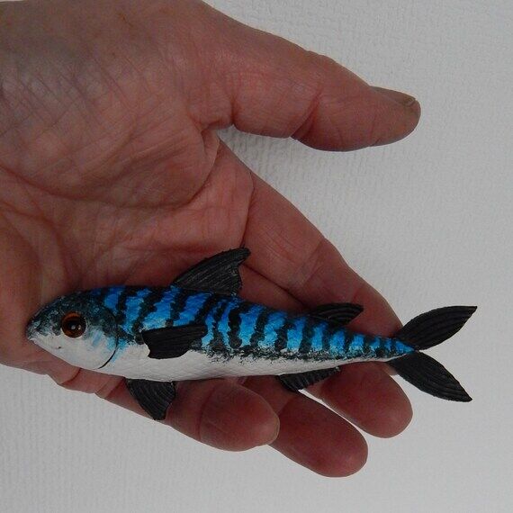 Handmade Leather Mackerel Sculpture: Beach Ho...