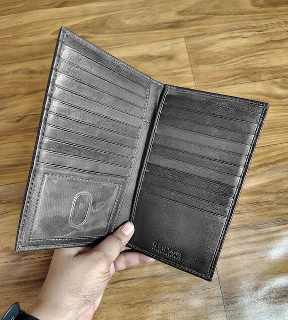 Handmade Leather Long Wallet: RFID Blocking B...