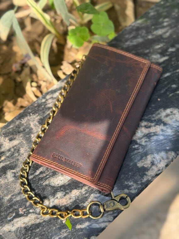 Leather Biker Wallet with Chain | RFID Blocki...