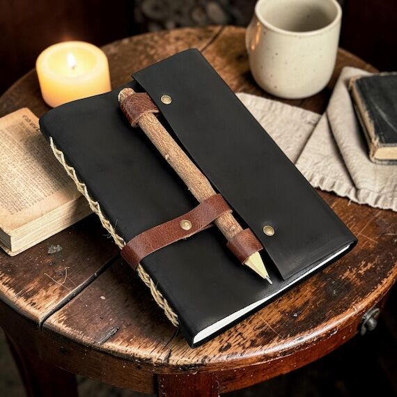 Personalized Leather Journal 7x5, Genuine Lea...