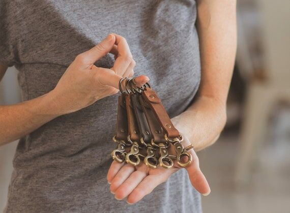 Personalized Leather Keychain, Customized Key...