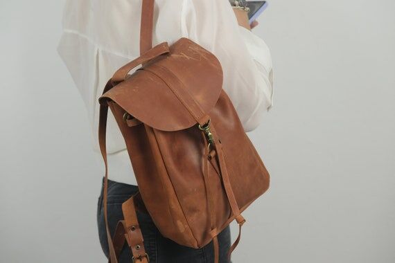Personalized small Leather Backpack for women...