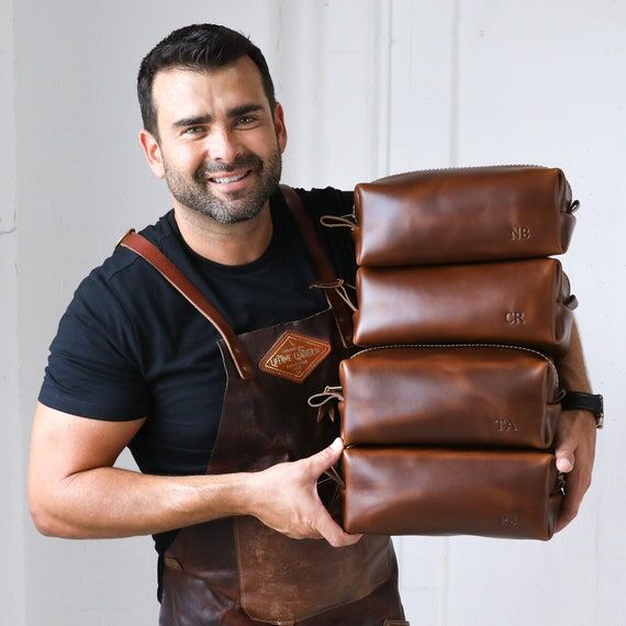 Handmade Leather Toiletry Bag – Personalize...