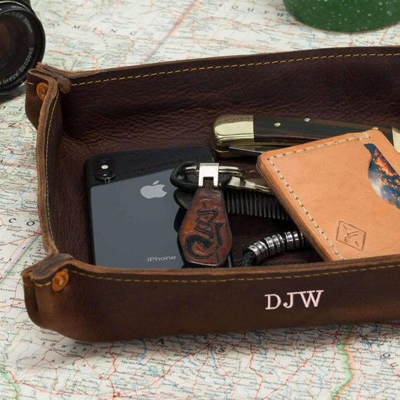 Genuine Leather Valet Tray Personalized, Fath...