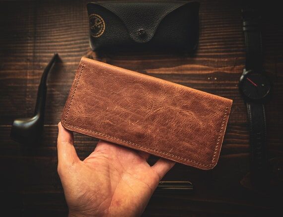 Handsewn Brown Leather Bifold Wallet: Unisex ...