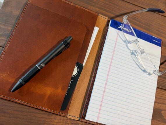 Leather 5x8 Memo Pad Cover | Handmade Refilla...