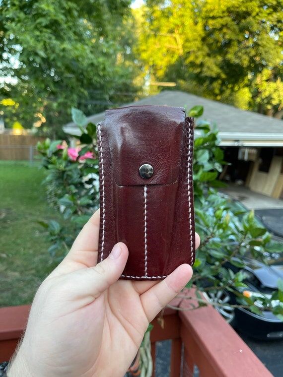 Custom Bespoke Double Leather Pen Sleeve. Veg...