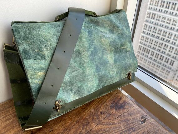 Jade Messenger / Leather Satchel / Custom Lea...