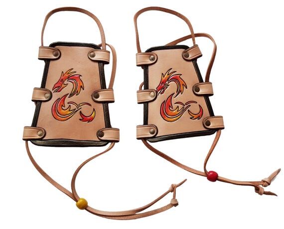 Kids Archery Tooled Leather Arm Guard...