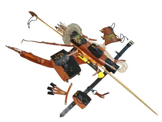Leather Back Quiver Set, Carquois, Köcher; A...