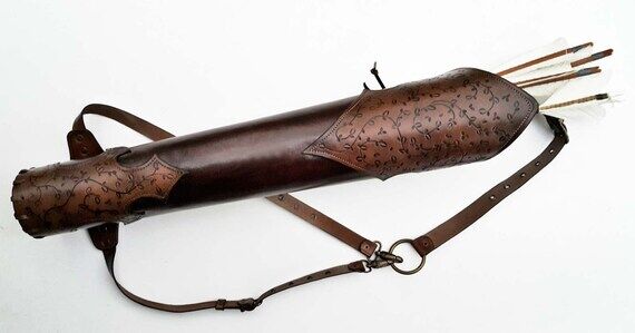 Leather Back Quiver With Adjustable Three Str...