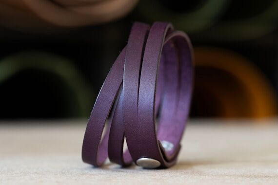 Eggplant Purple Leather Bracelet – Double W...