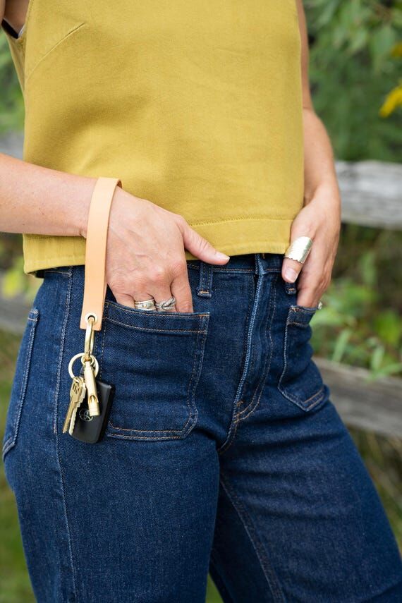 Leather Wristlet Keychain, Charm Keychain wit...