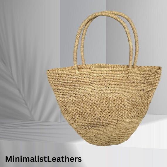 Handmade Woven Straw Tote Bag, Eco-Chic Beach...