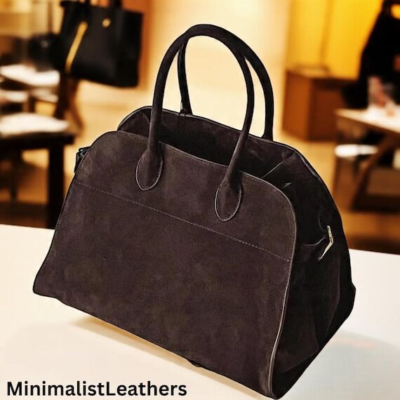 Minimalist Leather Tote Bag: Soft Genuine Lea...
