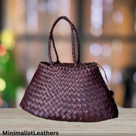 Handwoven Cowhide Leather Shoulder Bag: Soft ...
