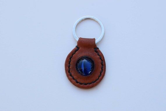 Leather Keychain With Stone...