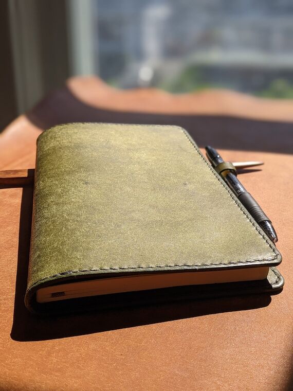 Olive Pueblo Leather Moleskine Cover - Large,...