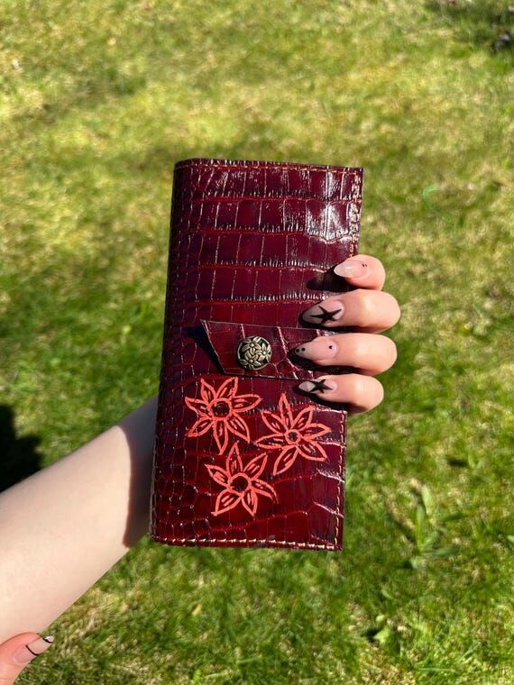 Alligator slim bifold cowhide leather wallet ...