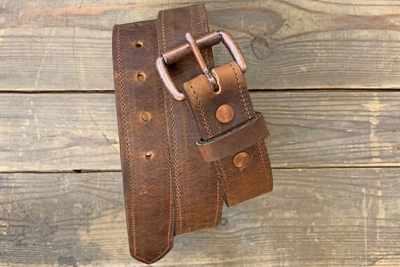 Handmade Copper Rough & Tough Leather Belt, D...