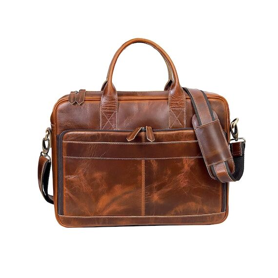 Full Grain Leather Laptop Briefcase, Personal...