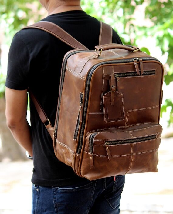Handmade Full Grain Leather Backpack: Vintage...