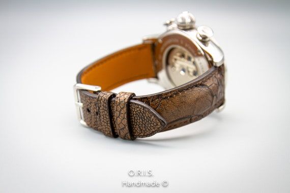 Handmade Ostrich Leather Watch Strap: Tobacco...