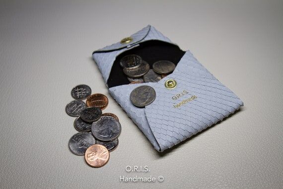 Exotic Python Leather Coin Purse: Handmade Sm...