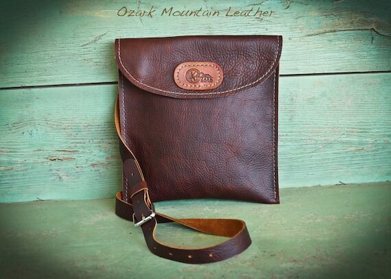 Bison Leather Crossbody Bag with adjustable ...