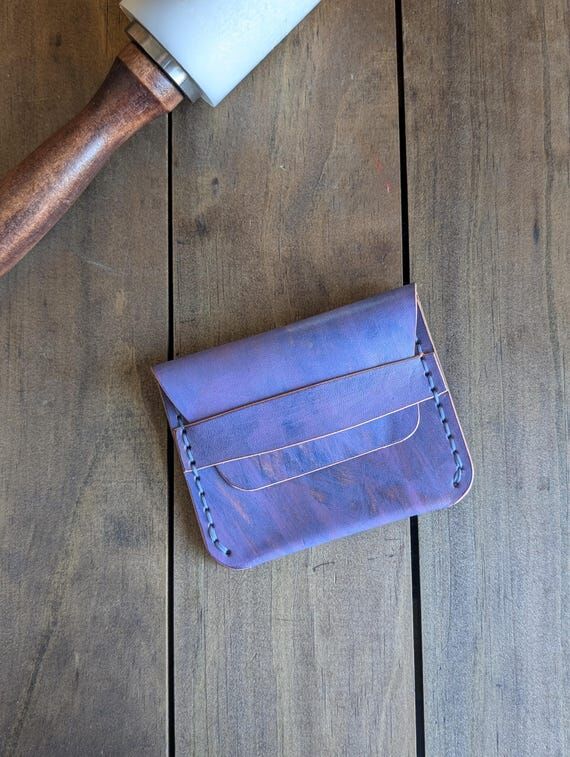 Handmade Dyed Leather Wallet Vegetable Tanned...