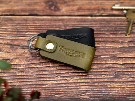 Triumph Leather Motorbike Keyring: Personaliz...