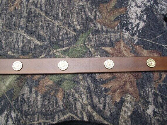 Handmade shotgun shell leather belt Veg tanne...
