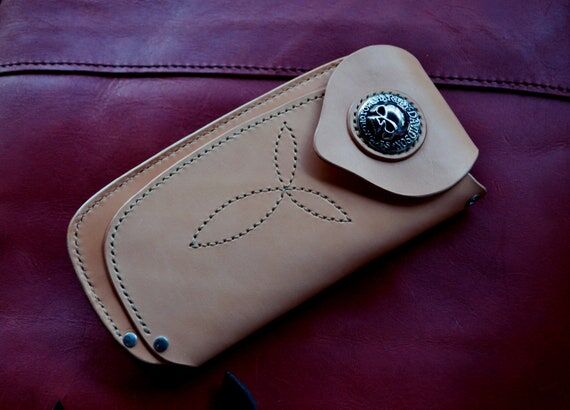 Leather Wallet, Long mens leather wallet, Pe...