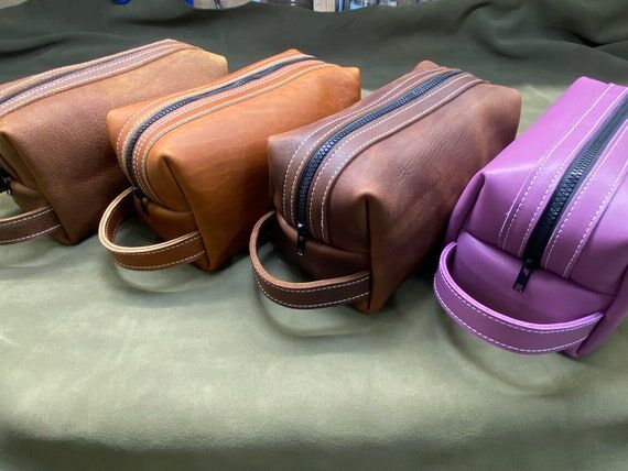 Mens Full Grain Leather Dopp Kit: Shave Kit, ...