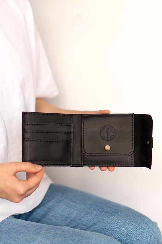 Personalized Black Leather Wallet: Crazy Hors...