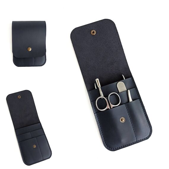 Handmade Leather Manicure Set Organizer - Per...