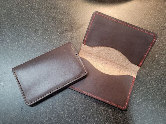 Handmade Veg-Tanned Leather Business Card Wal...